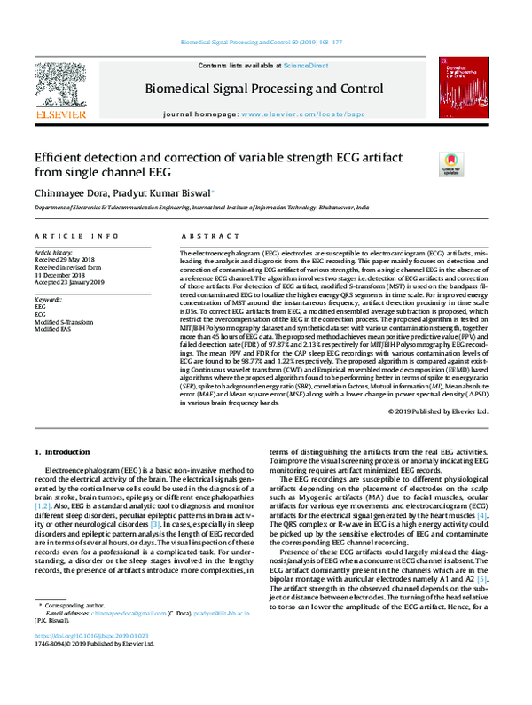 (PDF) Efficient detection and correction of variable strength ECG ...