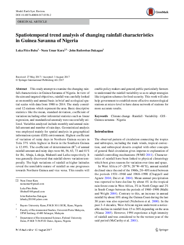 (PDF) Spatiotemporal trend analysis of changing rainfall ...