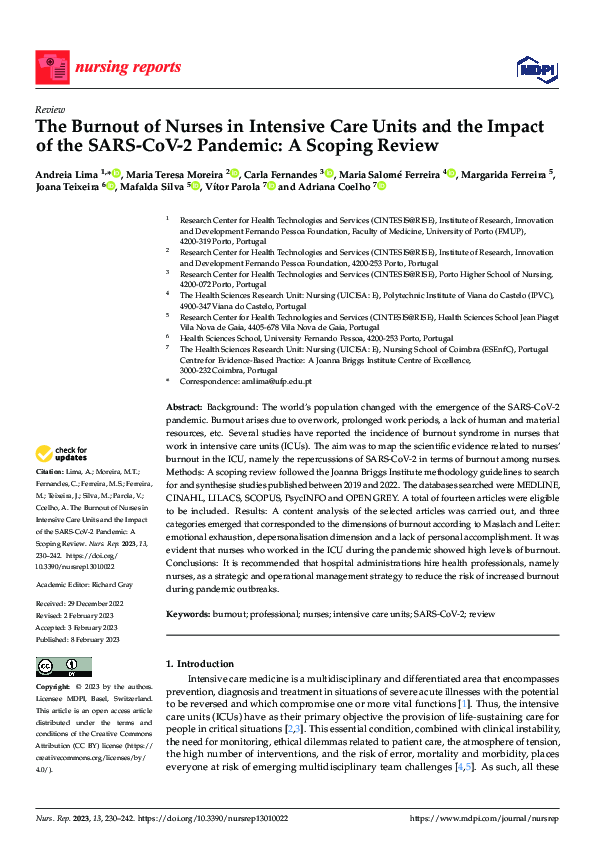 (PDF) The Burnout of Nurses in Intensive Care Units and the Impact of ...