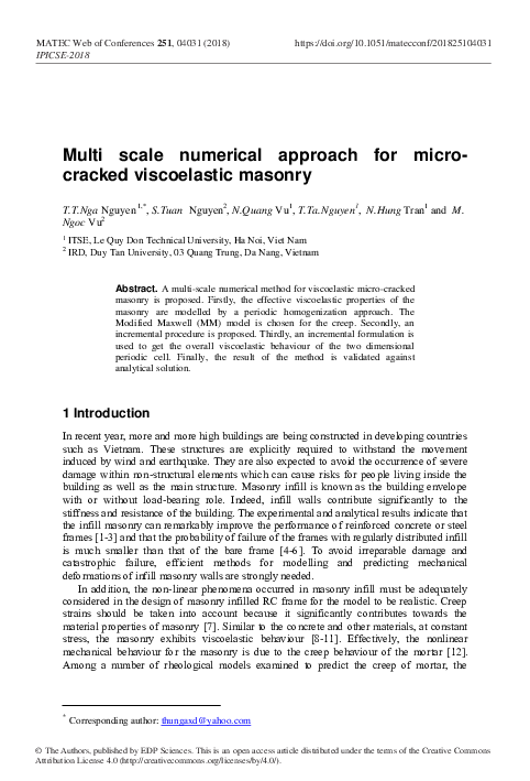 (PDF) Multi scale numerical approach for micro-cracked viscoelastic masonry