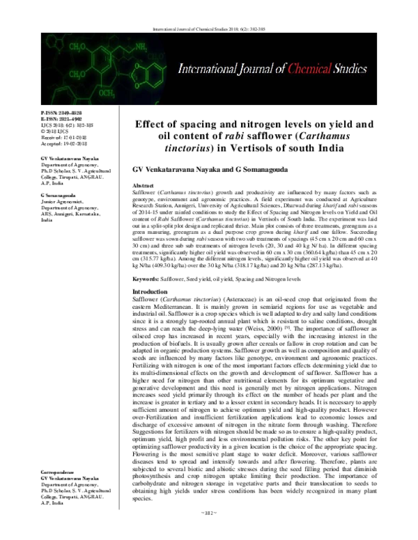 (PDF) Effect of spacing and nitrogen levels on yield and oil content of ...