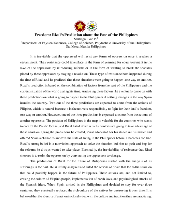 (PDF) Freedom: Rizal's Prediction about the Fate of the Philippines