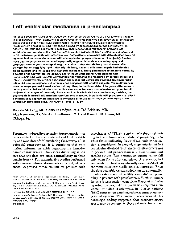 (PDF) Left ventricular mechanics in preeclampsia