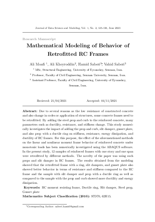 (PDF) Mathematical Modeling of Behavior of Retrofitted RC Frames