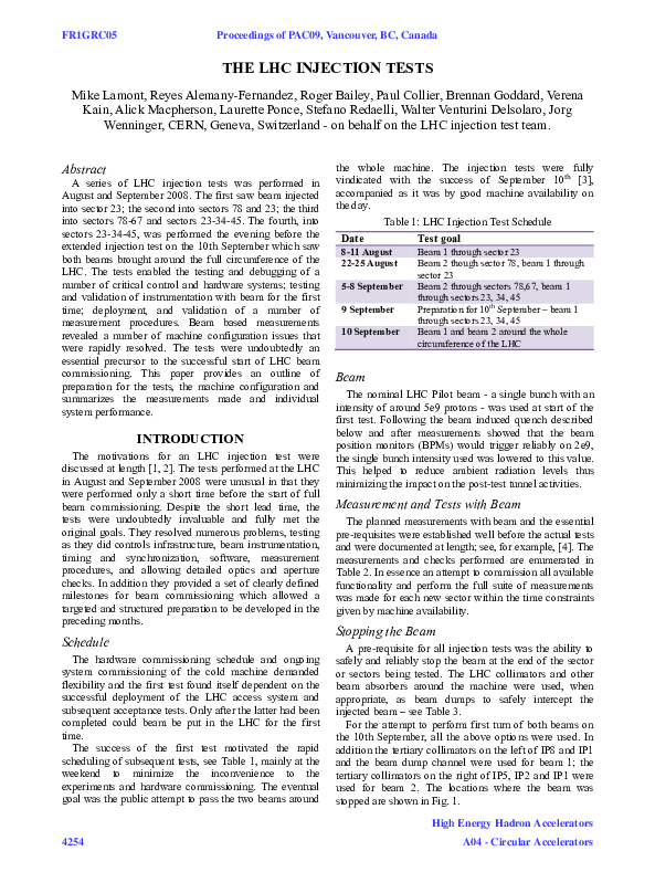 (PDF) The LHC Injection Tests