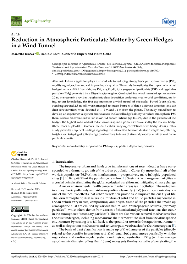 (PDF) Reduction in Atmospheric Particulate Matter by Green Hedges in a ...