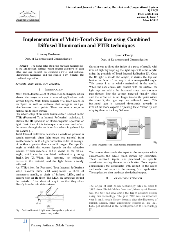 (PDF) Implementation of Multi-Touch Surface using Combined Diffused ...
