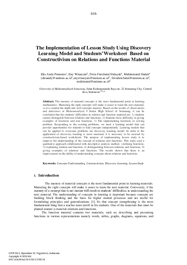 (PDF) The Implementation of Lesson Study Using Discovery Learning Model ...