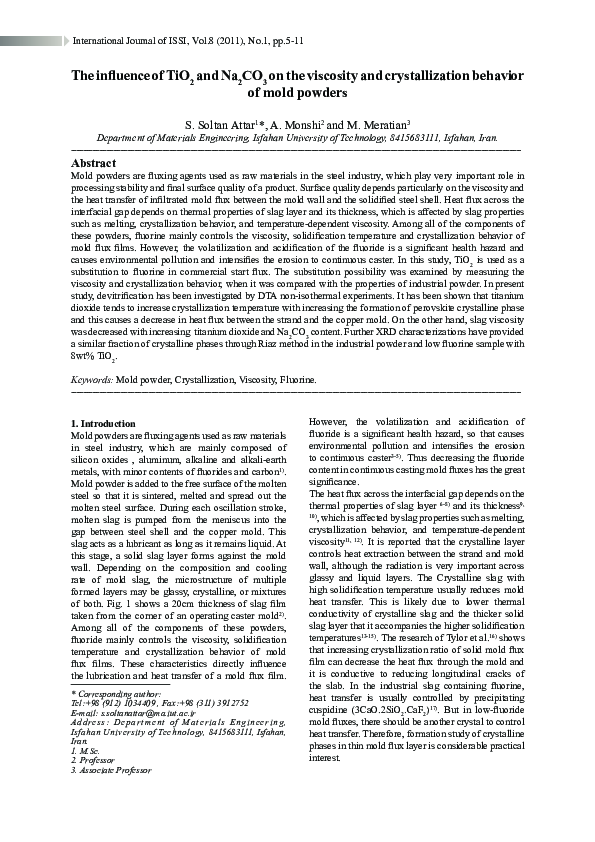 (PDF) The influence of TiO2 and Na2CO3 on the viscosity and ...