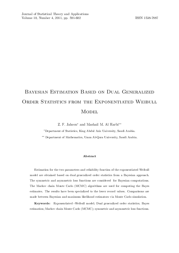 (PDF) Bayesian Estimation Based on Dual Generalized Order Statistics ...
