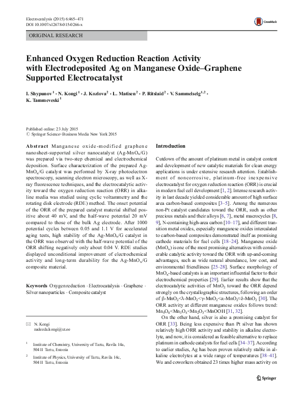 (PDF) Enhanced Oxygen Reduction Reaction Activity with Electrodeposited ...
