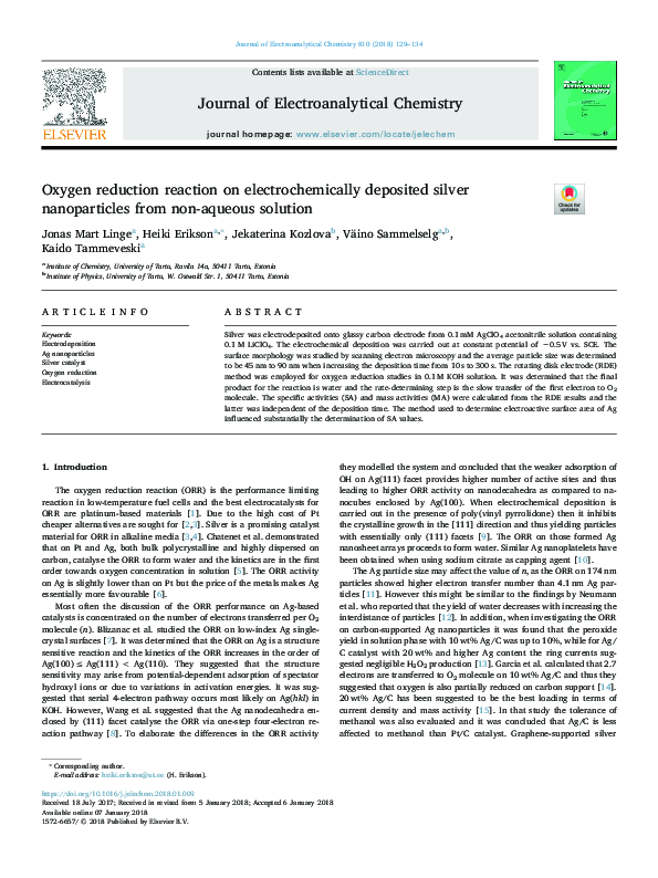 (PDF) Oxygen reduction reaction on electrochemically deposited silver ...
