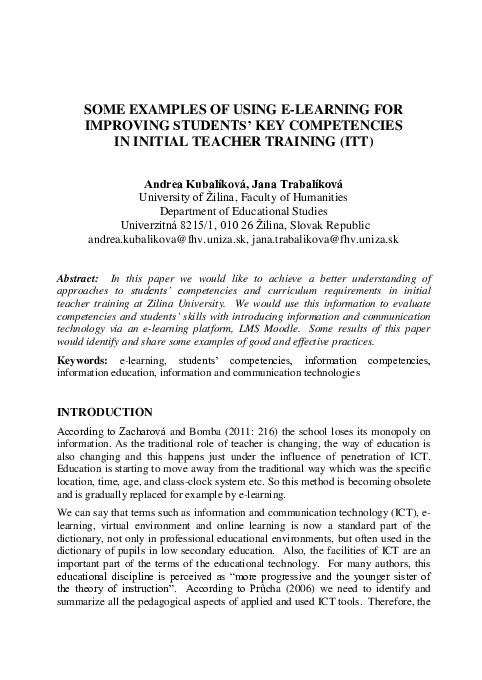 (PDF) Some Examples of Using E-Learning for Improving Students’ Key ...