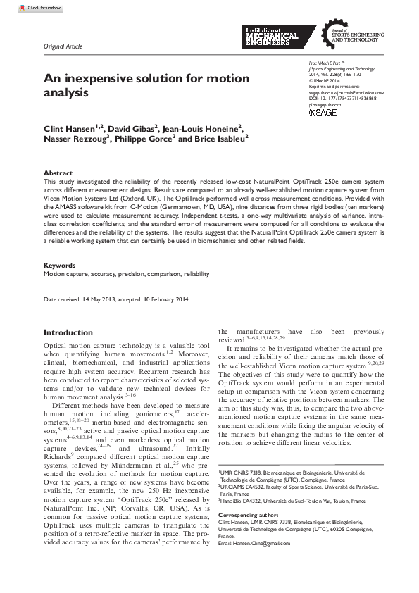 (PDF) An inexpensive solution for motion analysis
