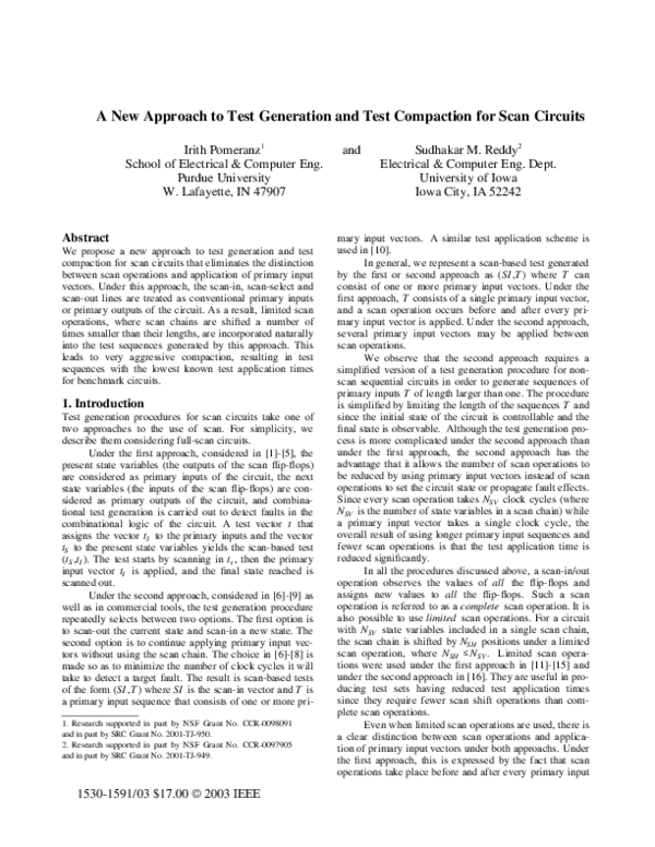 (PDF) A New Approach to Test Generation and Test Compaction for Scan ...