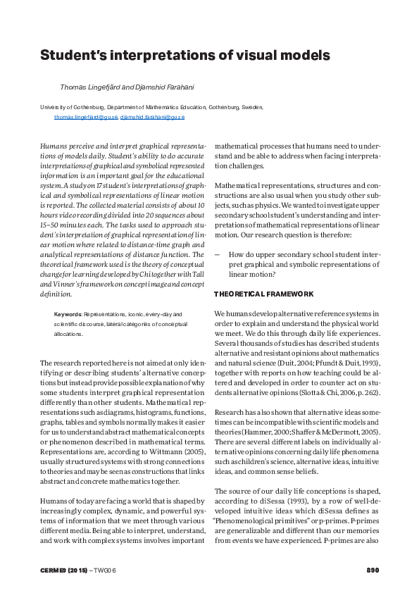 (PDF) Student's interpretations of visual models