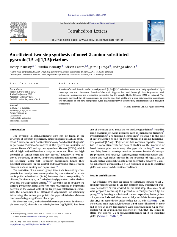 (PDF) An efficient two-step synthesis of novel 2-amino-substituted ...