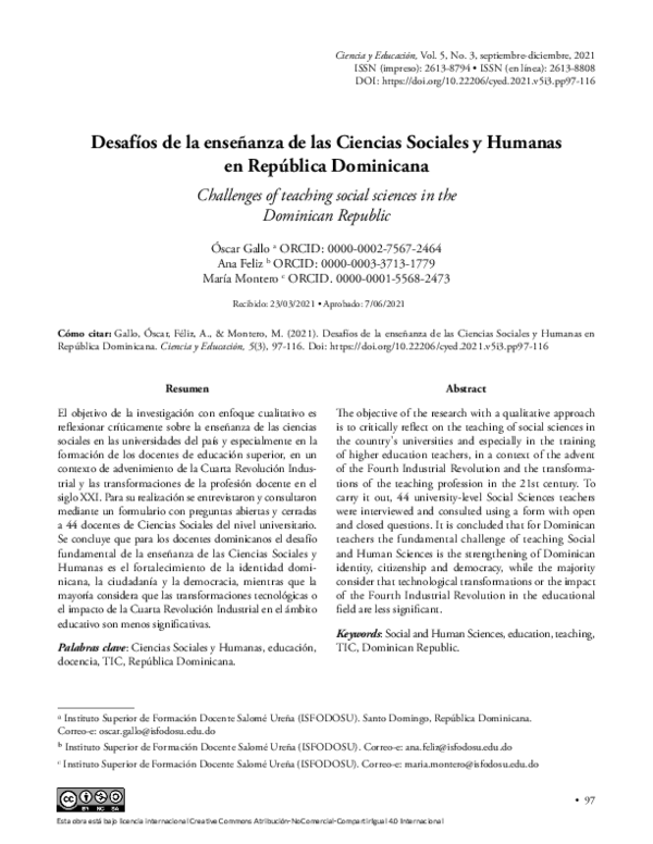 (PDF) Desafíos de la enseñanza de las Ciencias Sociales y Humanas en ...