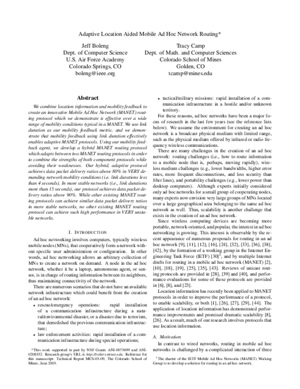 (PDF) Adaptive location aided mobile ad hoc network routing
