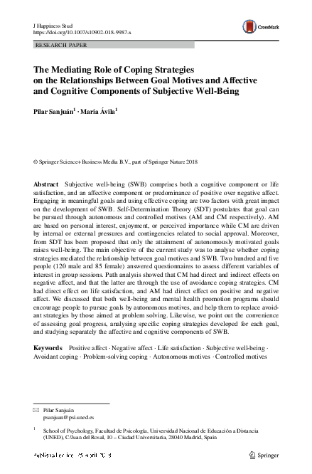 (PDF) The mediating role of coping strategies on the relationship ...