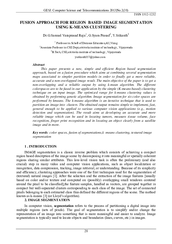 (PDF) Fusion Approach for Region Based Image Segmentation Using K-Means ...