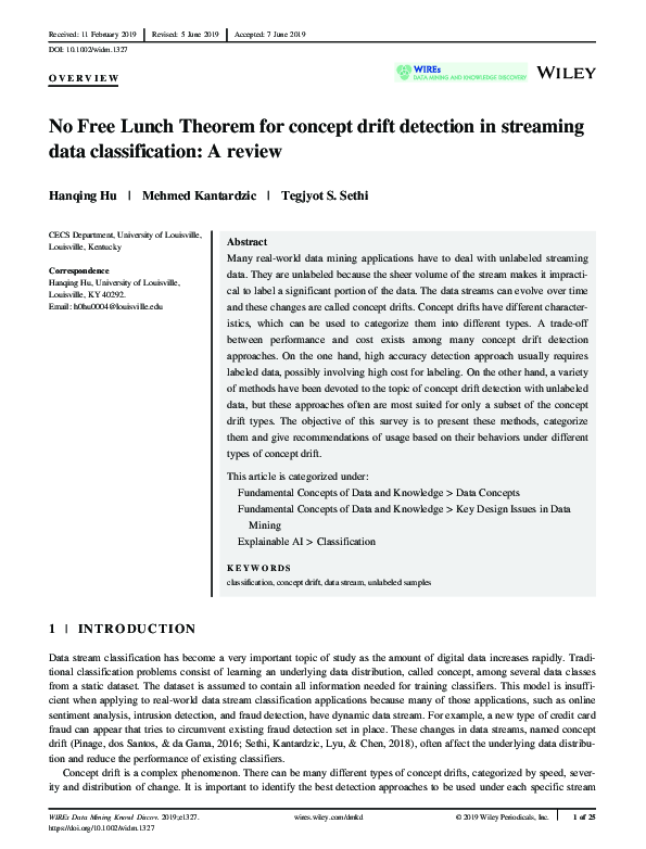 (PDF) No Free Lunch Theorem for concept drift detection in streaming ...