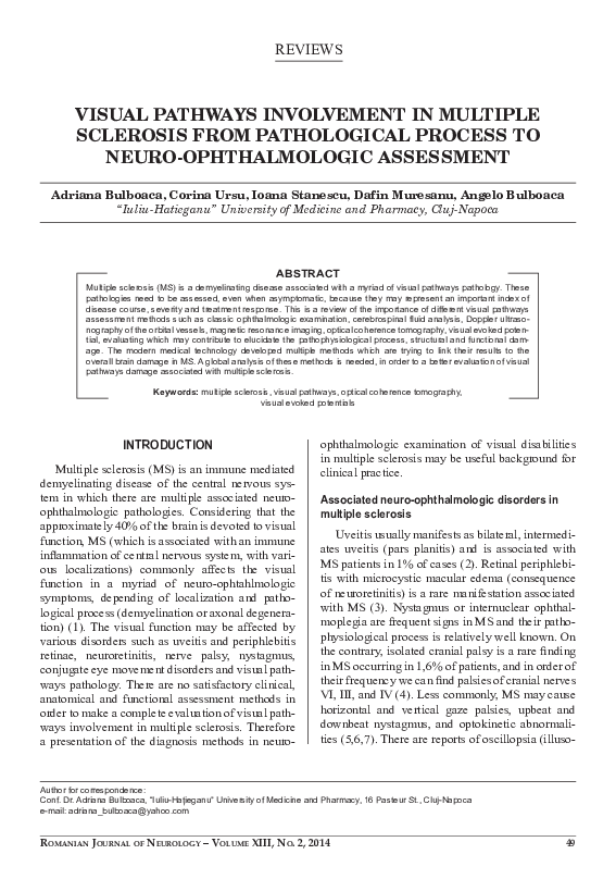 (PDF) Visual pathways involvement in multiple sclerosis from ...