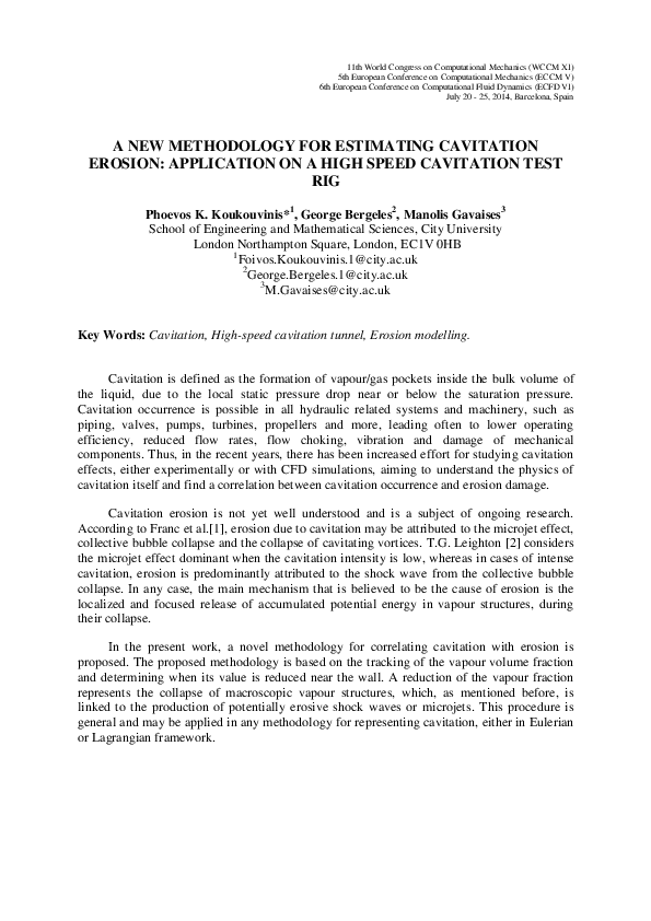 (PDF) A New Methodology for Estimating Cavitation Erosion: Application ...