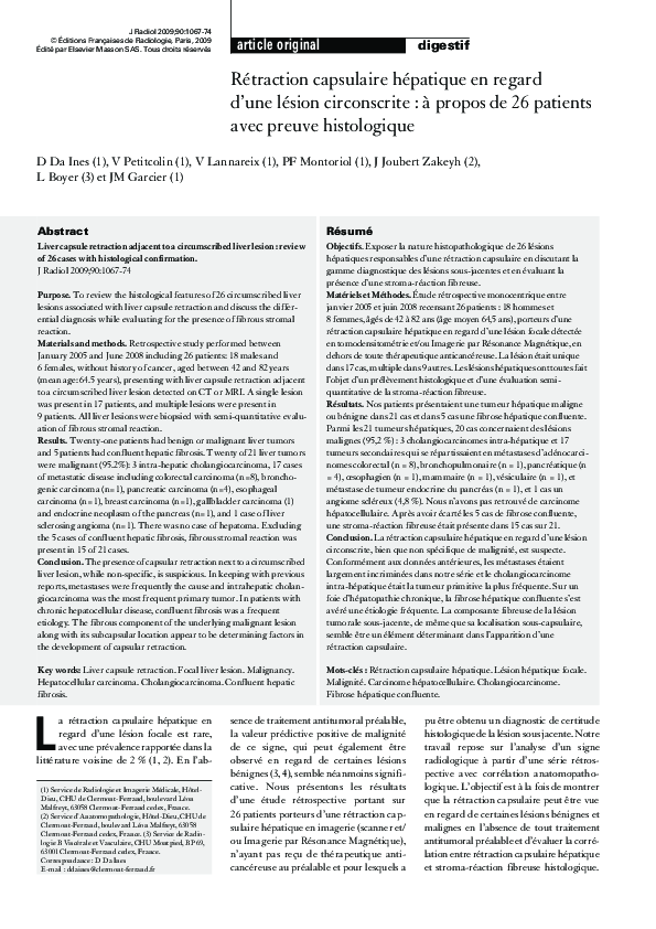 (PDF) Rétraction capsulaire hépatique en regard d’une lésion ...