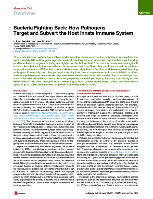 (PDF) Bacteria Fighting Back: How Pathogens Target and Subvert the Host ...
