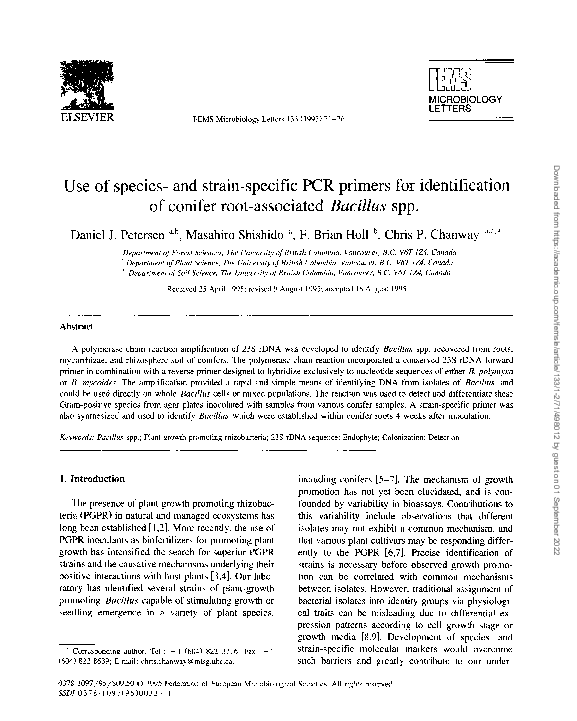 (PDF) Use of species- and strain-specific PCR primers for ...