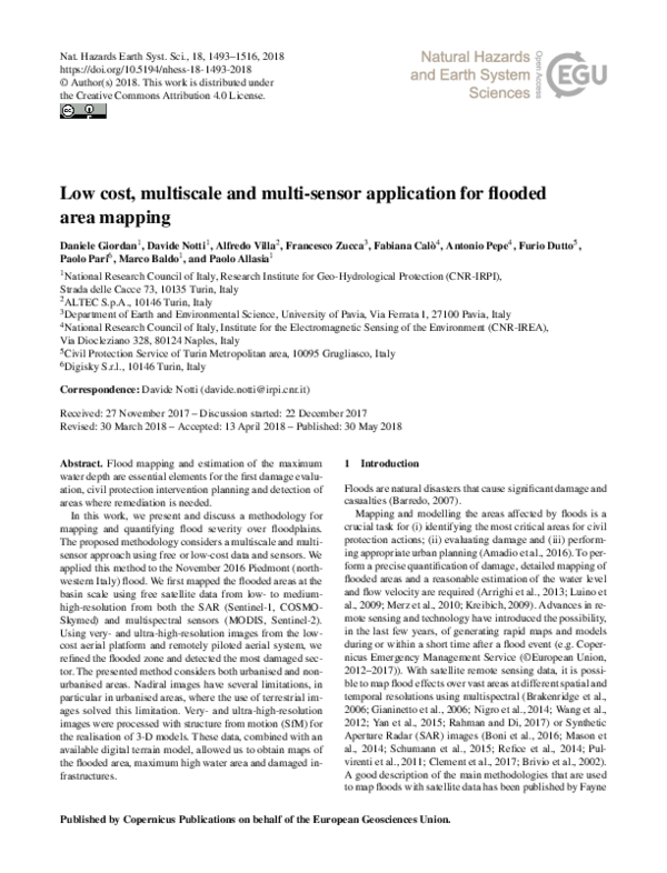 (PDF) Low cost, multiscale and multi-sensor application for flooded ...