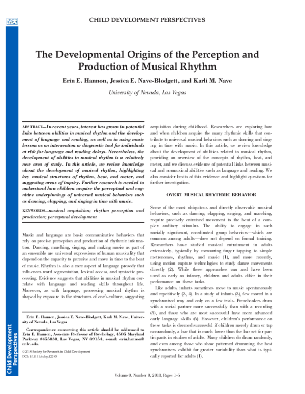 (PDF) The Developmental Origins of the Perception and Production of ...