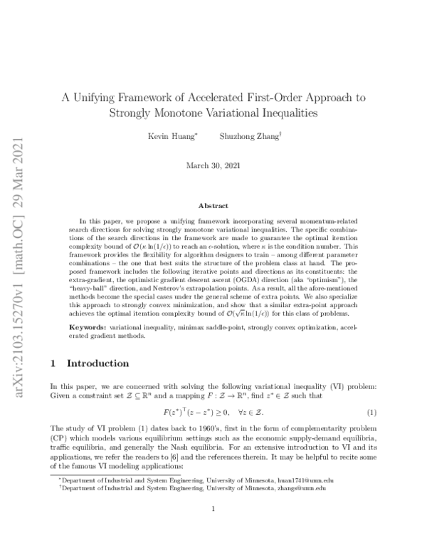 (PDF) A Unifying Framework of Accelerated First-Order Approach to ...