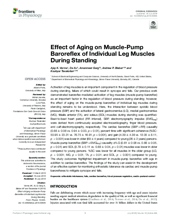 (PDF) Effect of Aging on Muscle-Pump Baroreflex of Individual Leg ...
