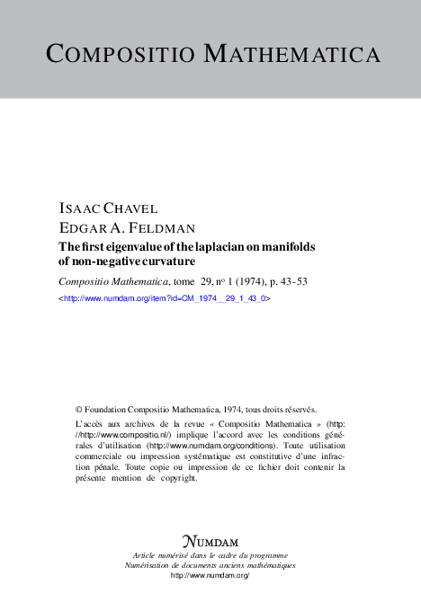 (PDF) The first eigenvalue of the Laplacian on manifolds of nonnegative ...
