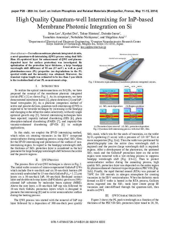 (PDF) High quality quantum-well intermixing for InP-based membrane ...