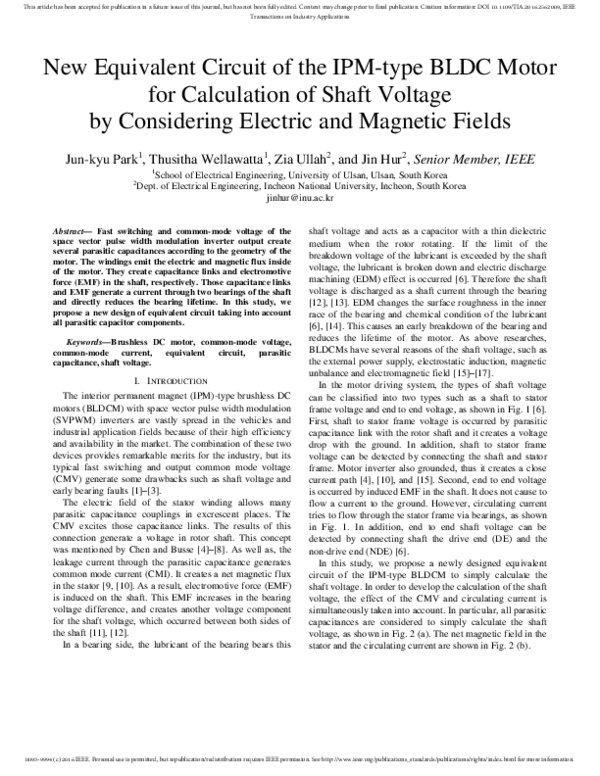 (PDF) New Equivalent Circuit of the IPM-Type BLDC Motor for Calculation ...