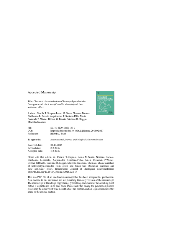 (PDF) Chemical characterization of heteropolysaccharides from green and