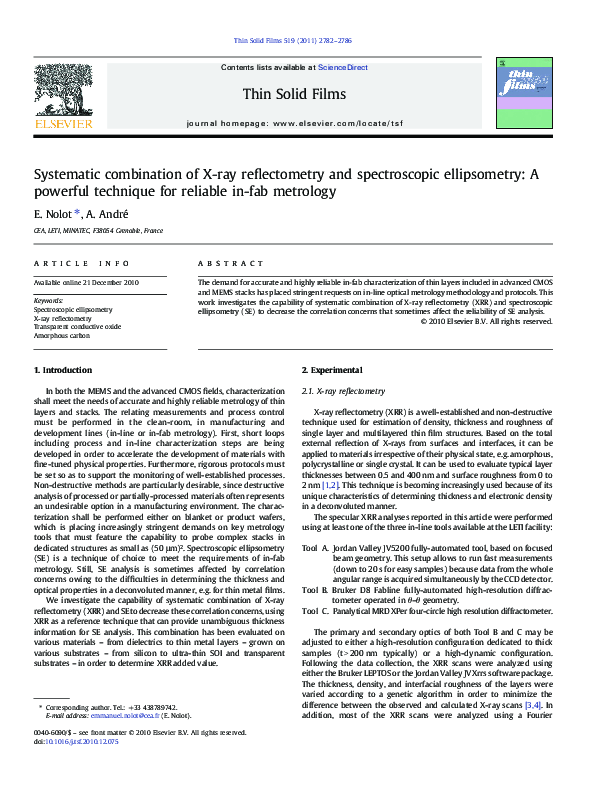 (PDF) Systematic combination of X-ray reflectometry and spectroscopic ...