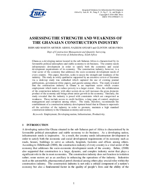 (PDF) Assessing the Strength and Weakness of the Ghanaian Construction ...