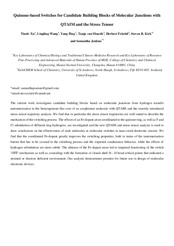 (PDF) Quinone-based Switches for Candidate Building Blocks of Molecular ...
