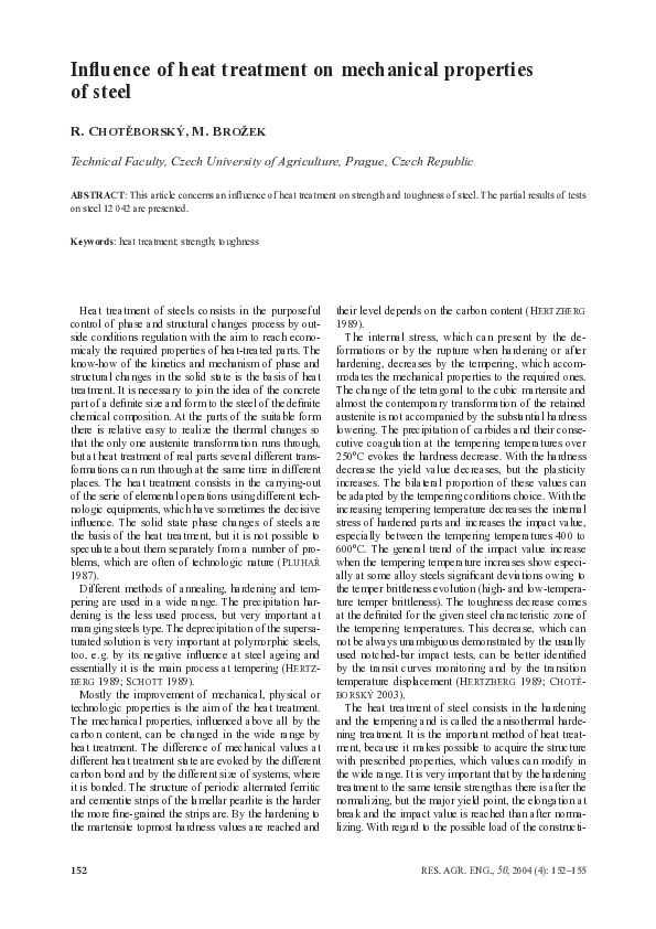 (PDF) Influence of Heat Treatment on Mechanical Properties of Mild Steel