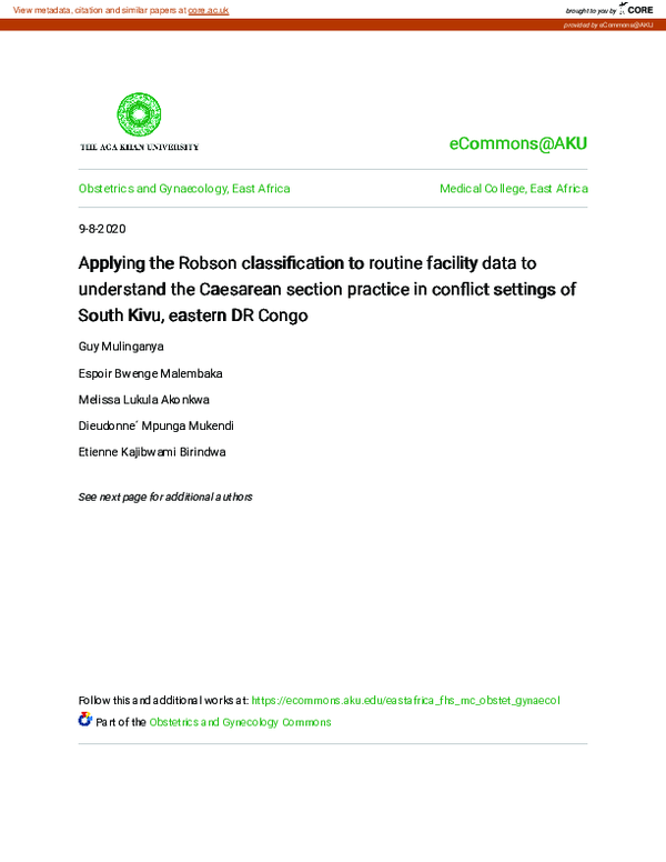 (PDF) Applying the Robson classification to routine facility data to ...
