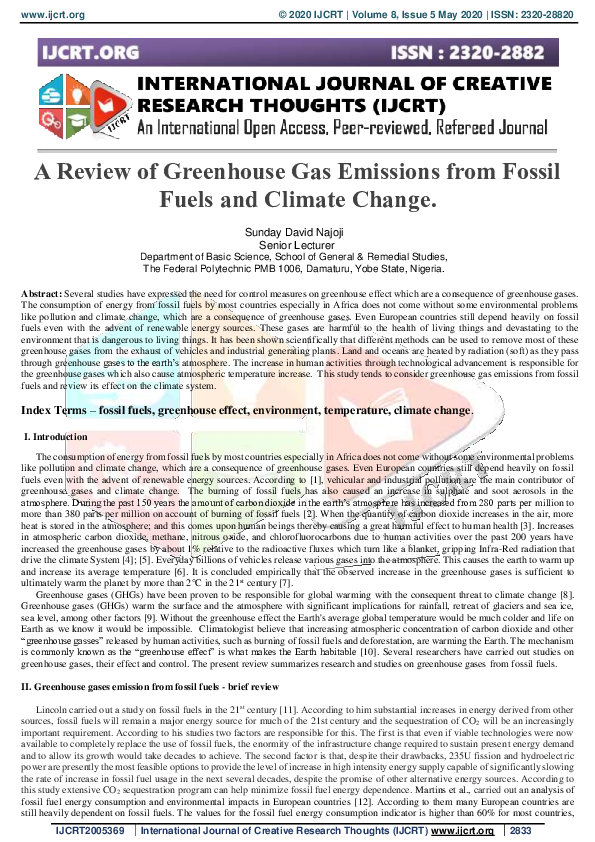 (PDF) A Review of Greenhouse Gas Emissions from Fossil Fuels and ...