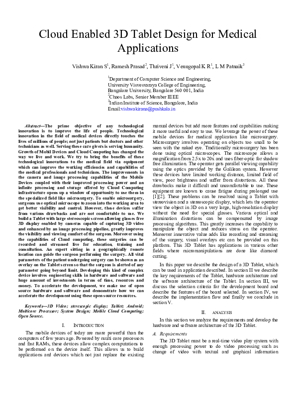(PDF) Cloud enabled 3D tablet design for medical applications