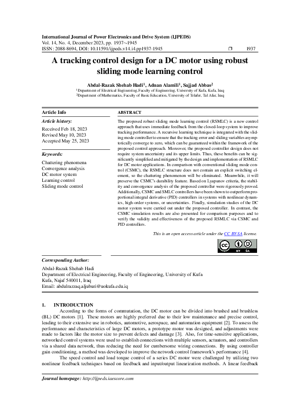 (PDF) A tracking control design for a DC motor using robust sliding ...