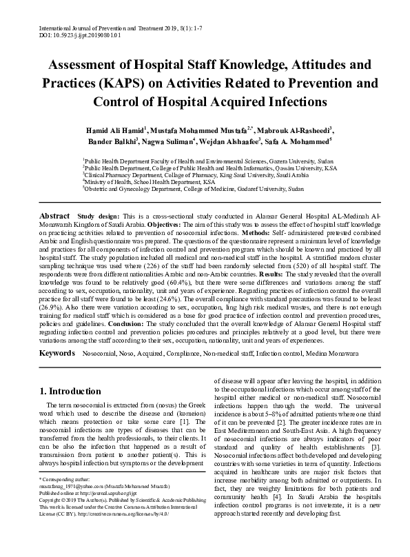 (PDF) Assessment of Hospital Staff Knowledge, Attitudes and Practices ...