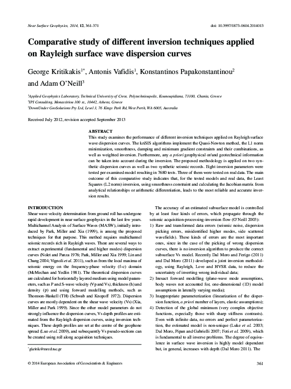 (PDF) Comparative study of different inversion techniques applied on ...