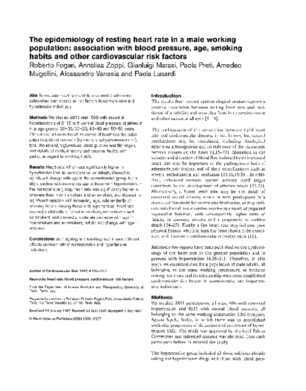 (PDF) The epidemiology of resting heart rate in a male working ...